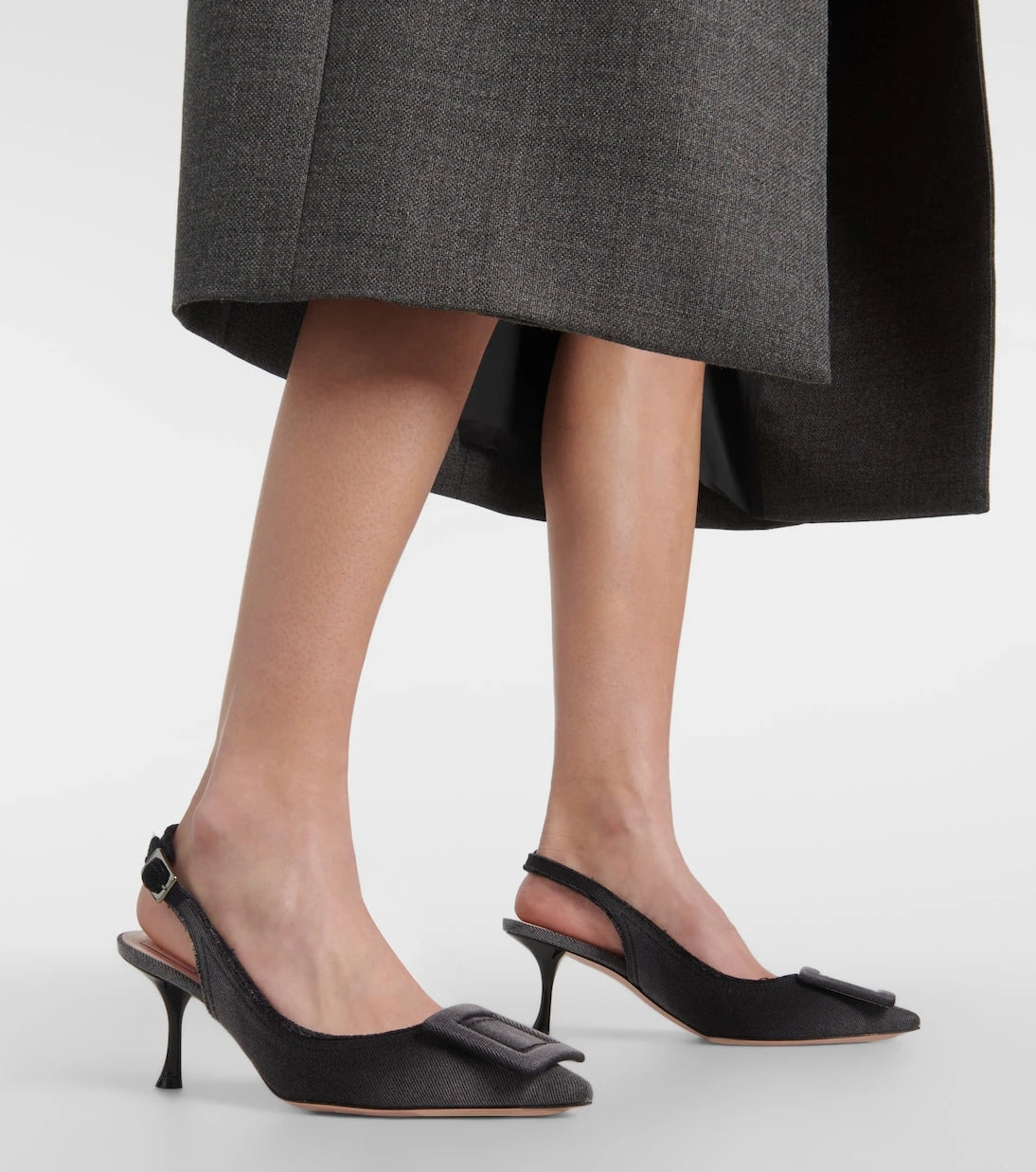 Roger Vivier - Fringed denim slingback pumps