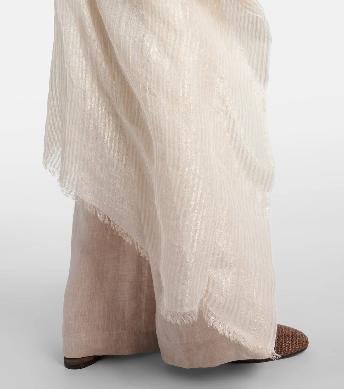 Brunello Cucinelli - Fringed linen-blend cape