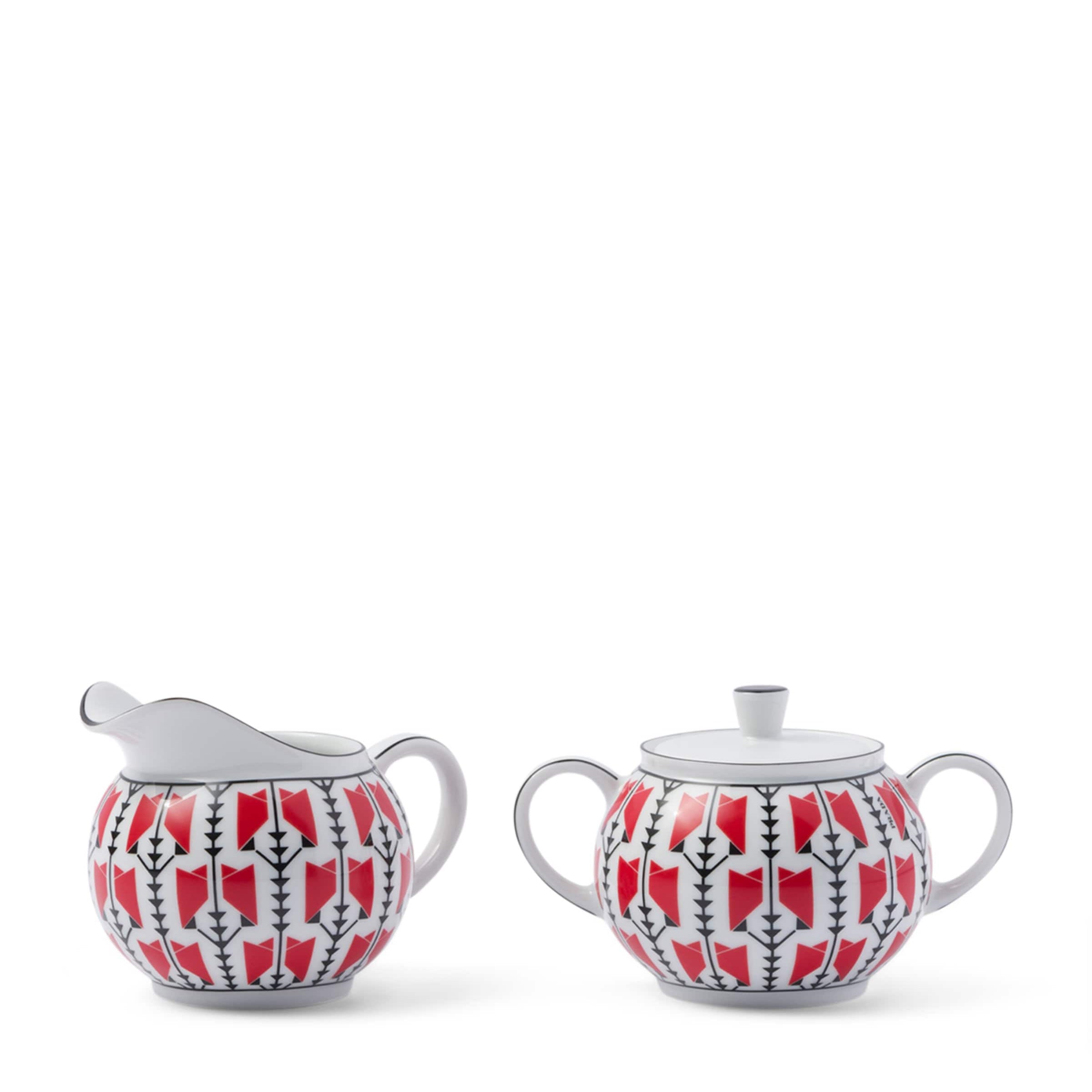 Prada Porcelain Vienna Arrows Creamer Jug and Sugar Pot Set