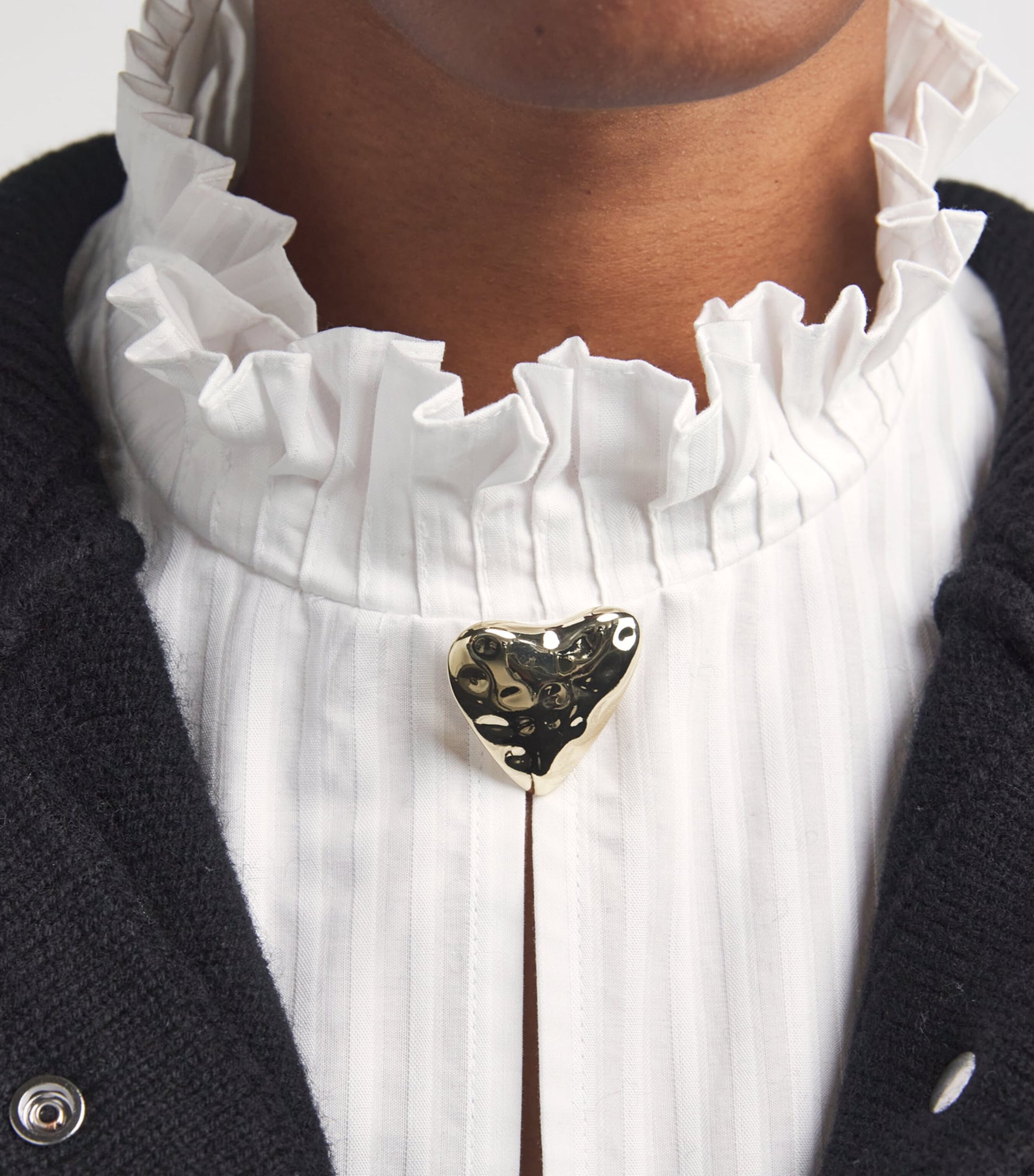 White Cotton Ruffled Collar Blouse