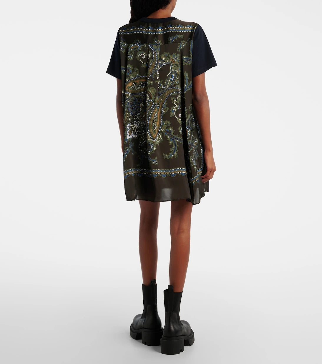 Sacai - Paisley paneled minidress