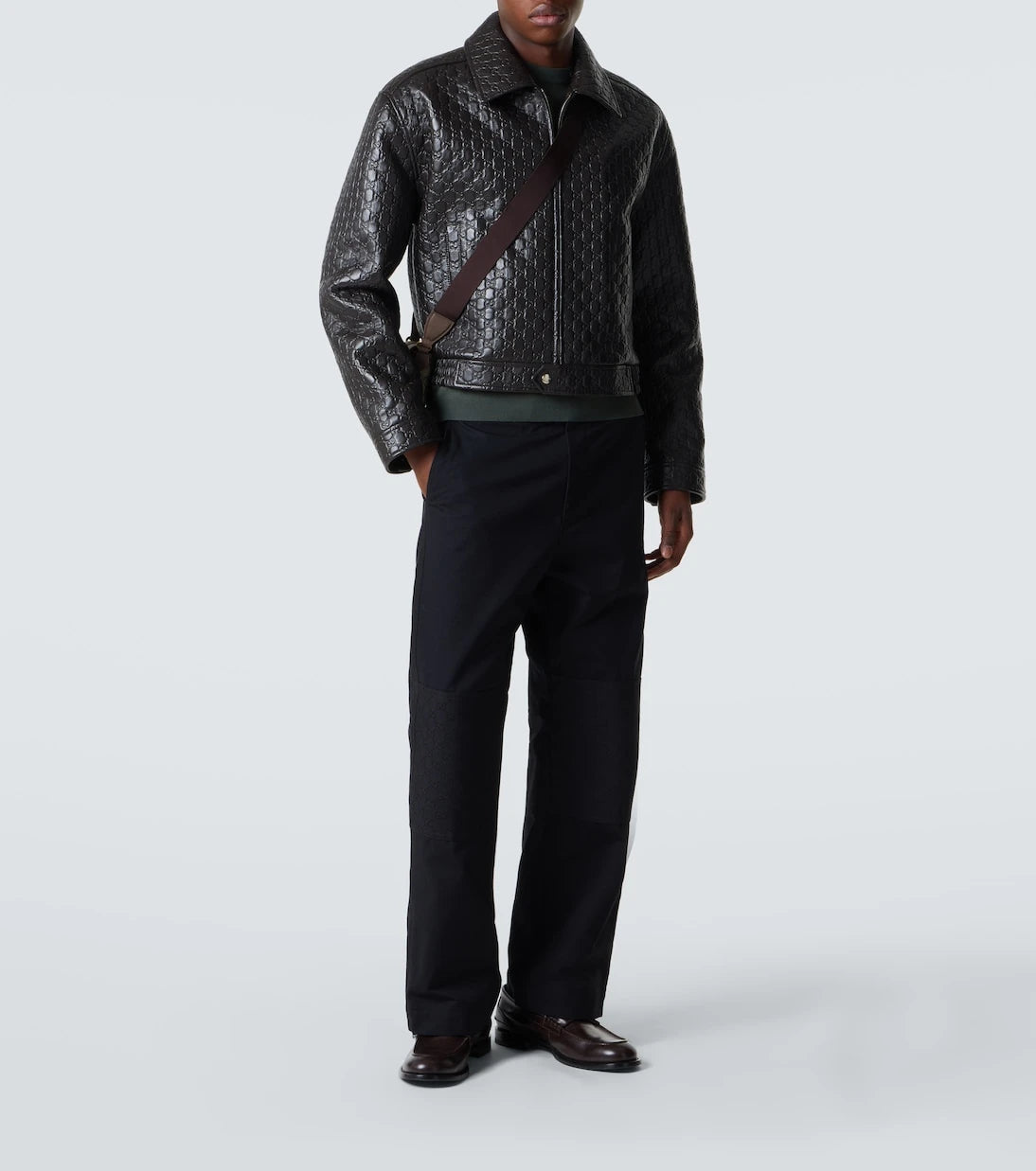 Gucci - GG debossed leather blouson jacket