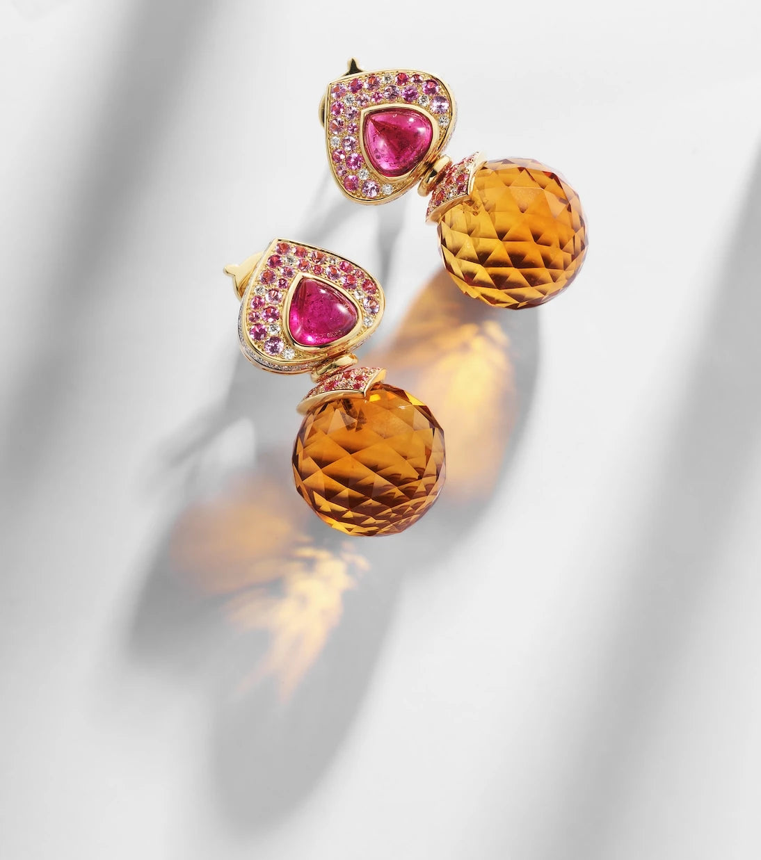 Marina B - Acilla 18kt gold drop earrings with gemstones