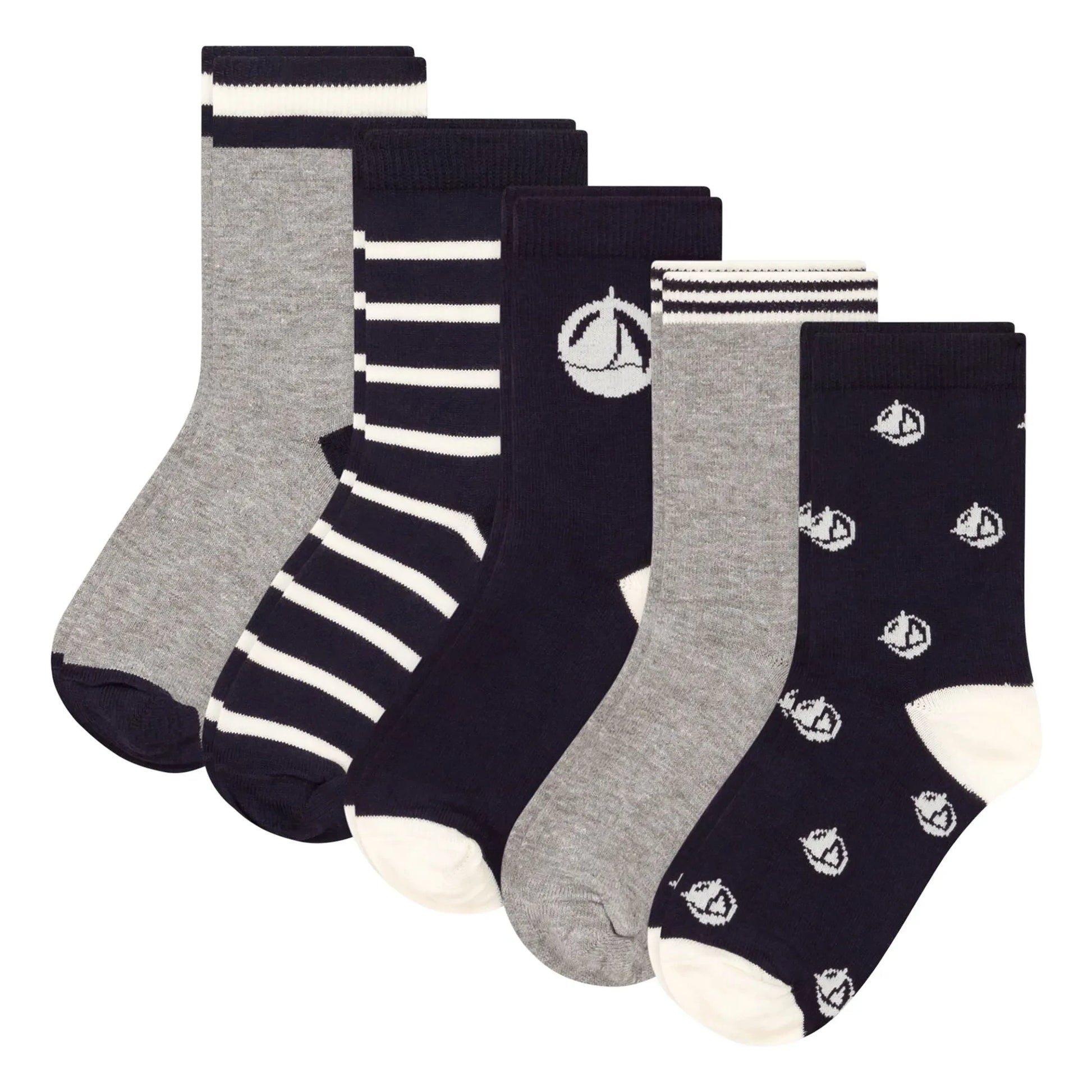 Petit Bateau - Batch 5 Pairs Boat Socks | Navy blue