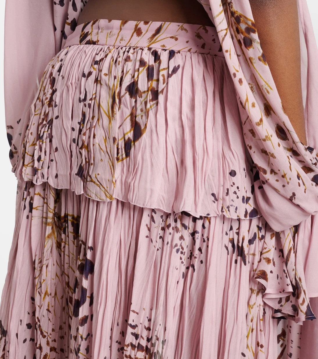 Blumarine - تنورة ماكسي غير متماثلة من الشيفون المطبوع