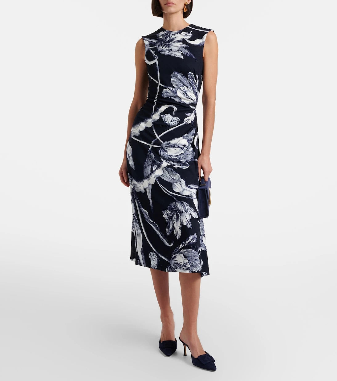 Erdem - Draped floral jersey midi dress