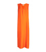 Róhe Orange Silk V-Neck Midi Dress
