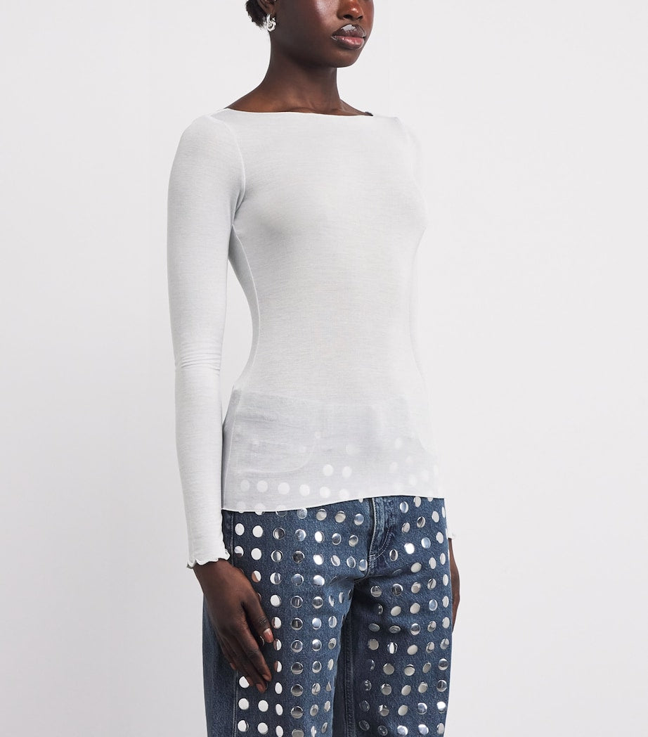 Skims Grey Modal-Blend Boat-Neck T-Shirt