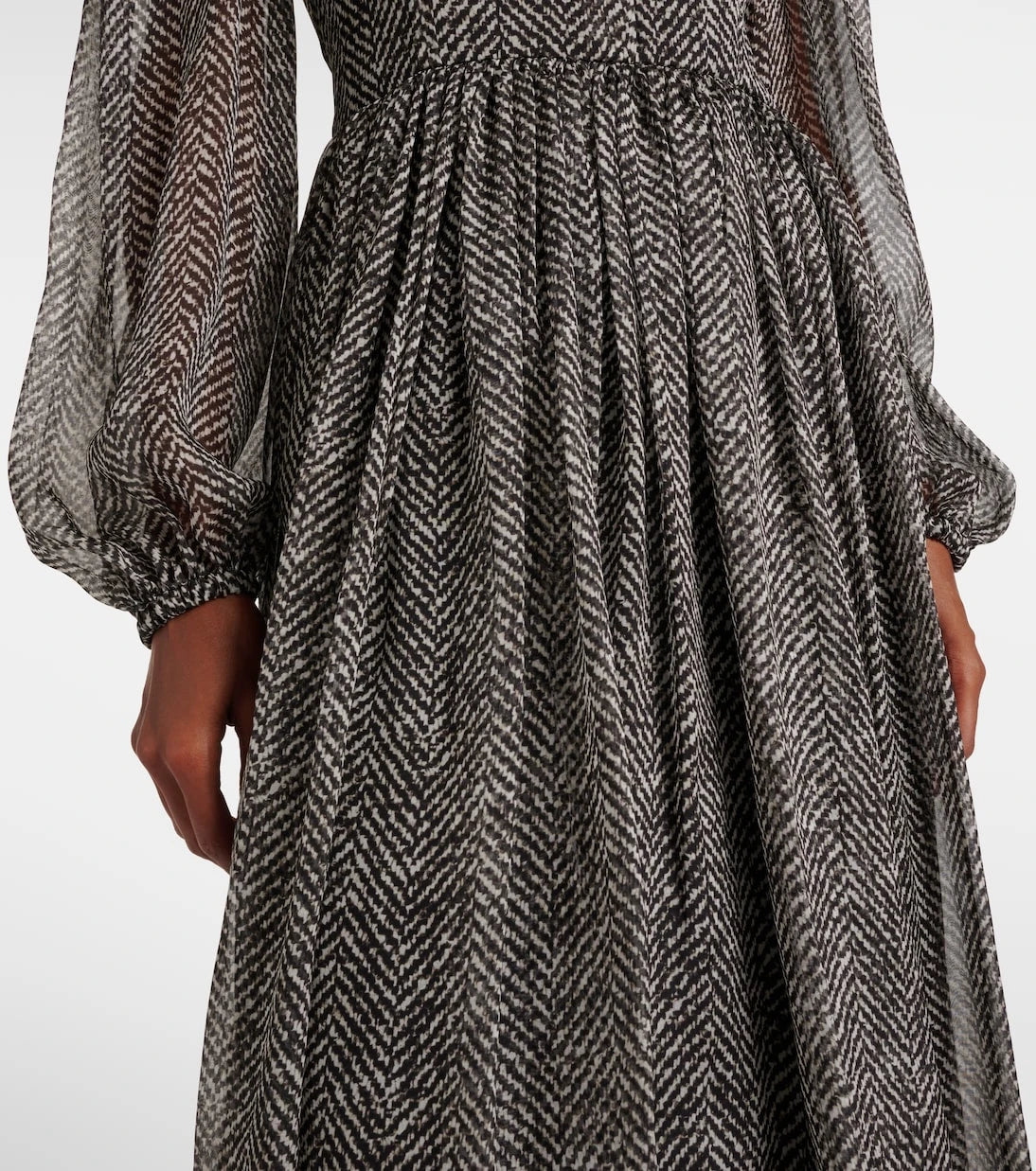 Dolce&Gabbana - Chevron tie-neck silk-blend midi dress