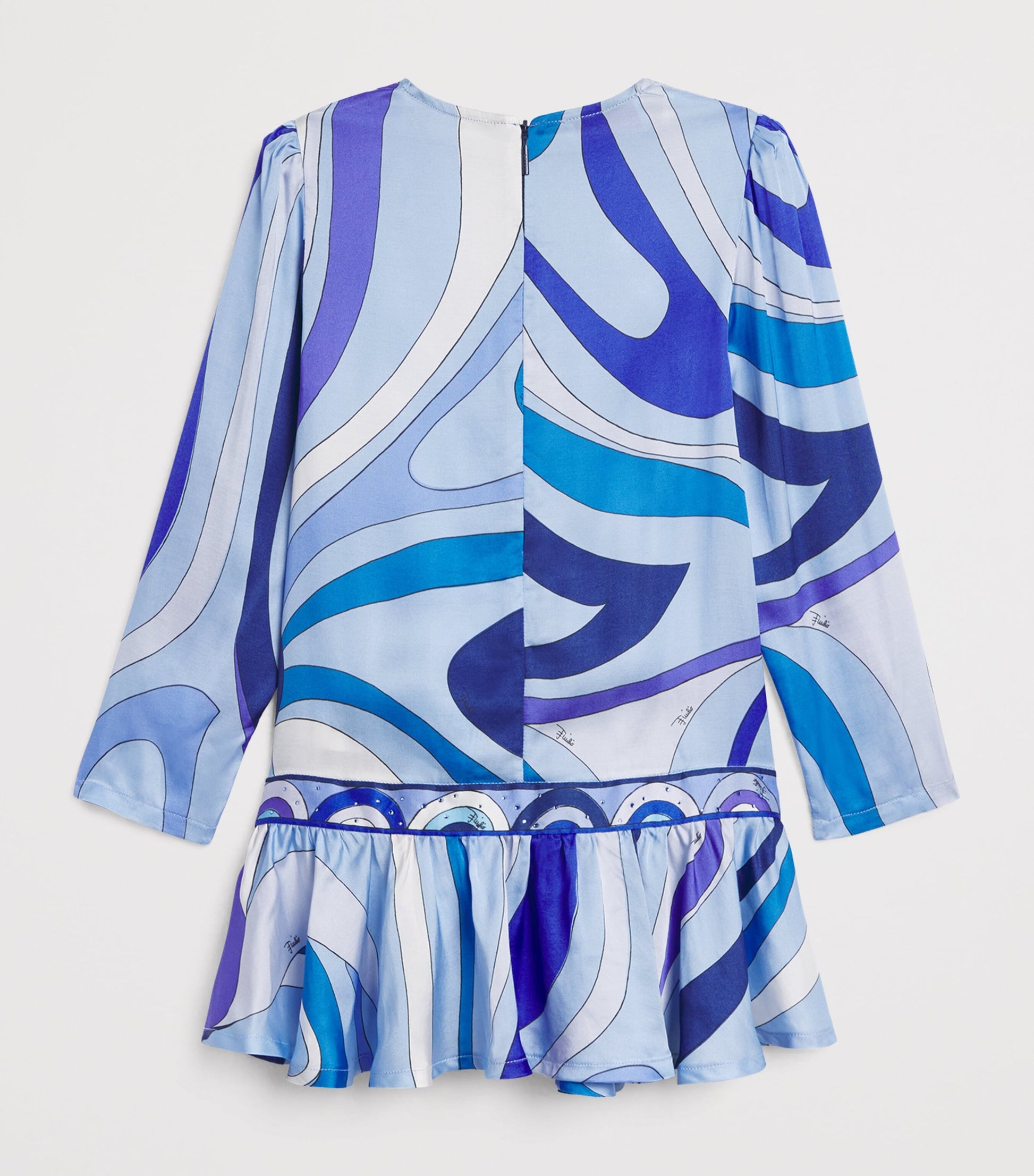 PUCCI Junior Blue Satin Printed Dress (4-14 Years)