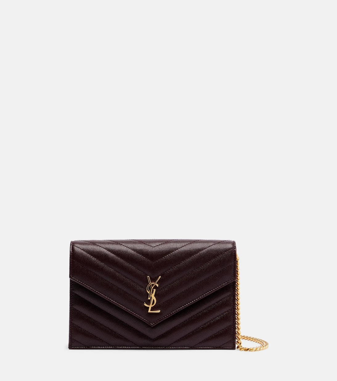 Saint Laurent - Cassandre embellished leather wallet on chain
