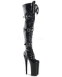 10" Heel Black Platform Lace-Up Thigh Boots*