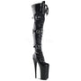 10" Heel Black Platform Lace-Up Thigh Boots*