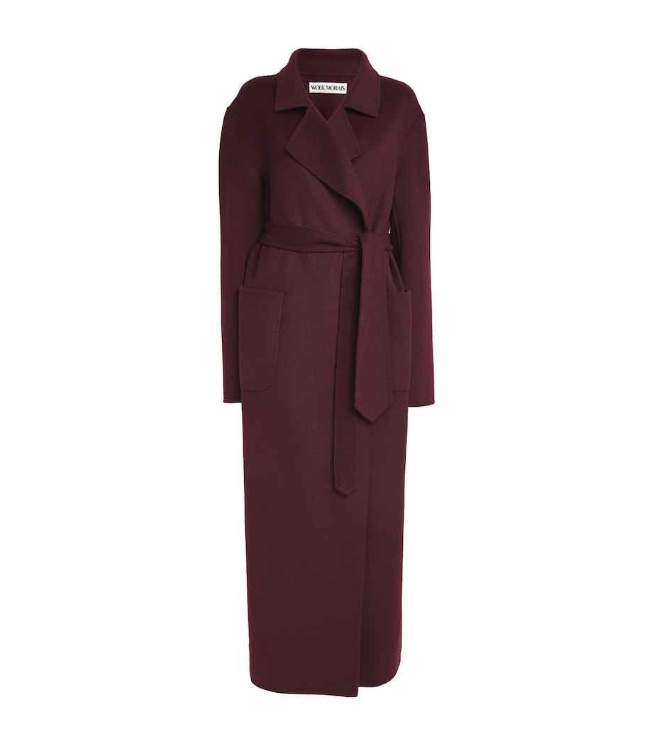 Wolk Morais Burgundy Cashmere On Set Wrap Coat
