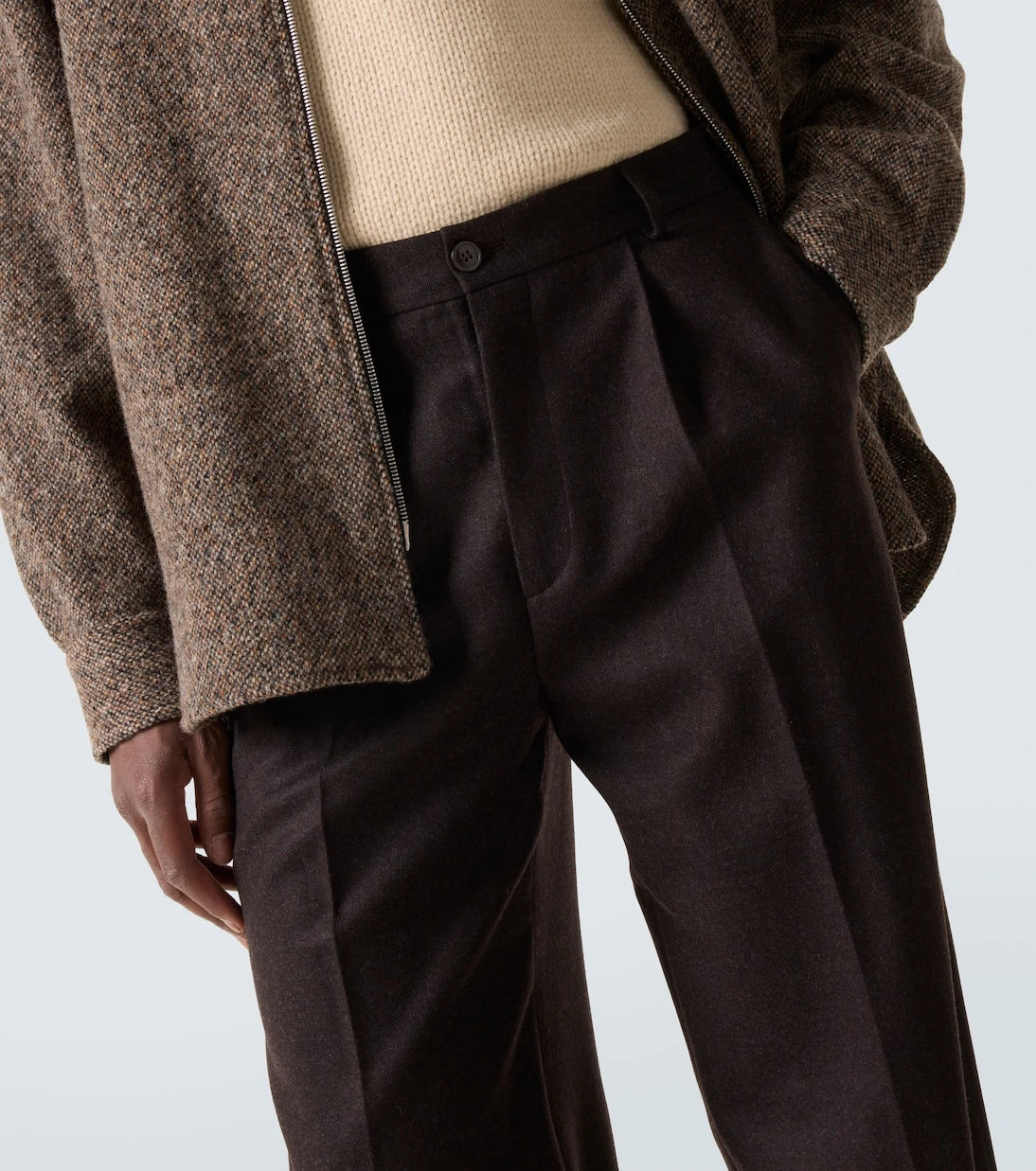 Dries Van Noten - Yünlü flanel geniş paça pantolon