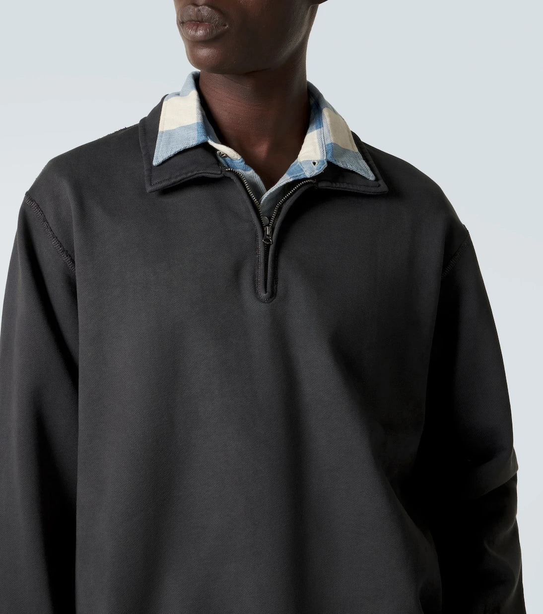 RRL - سويت شيرت قطني بنصف سحاب