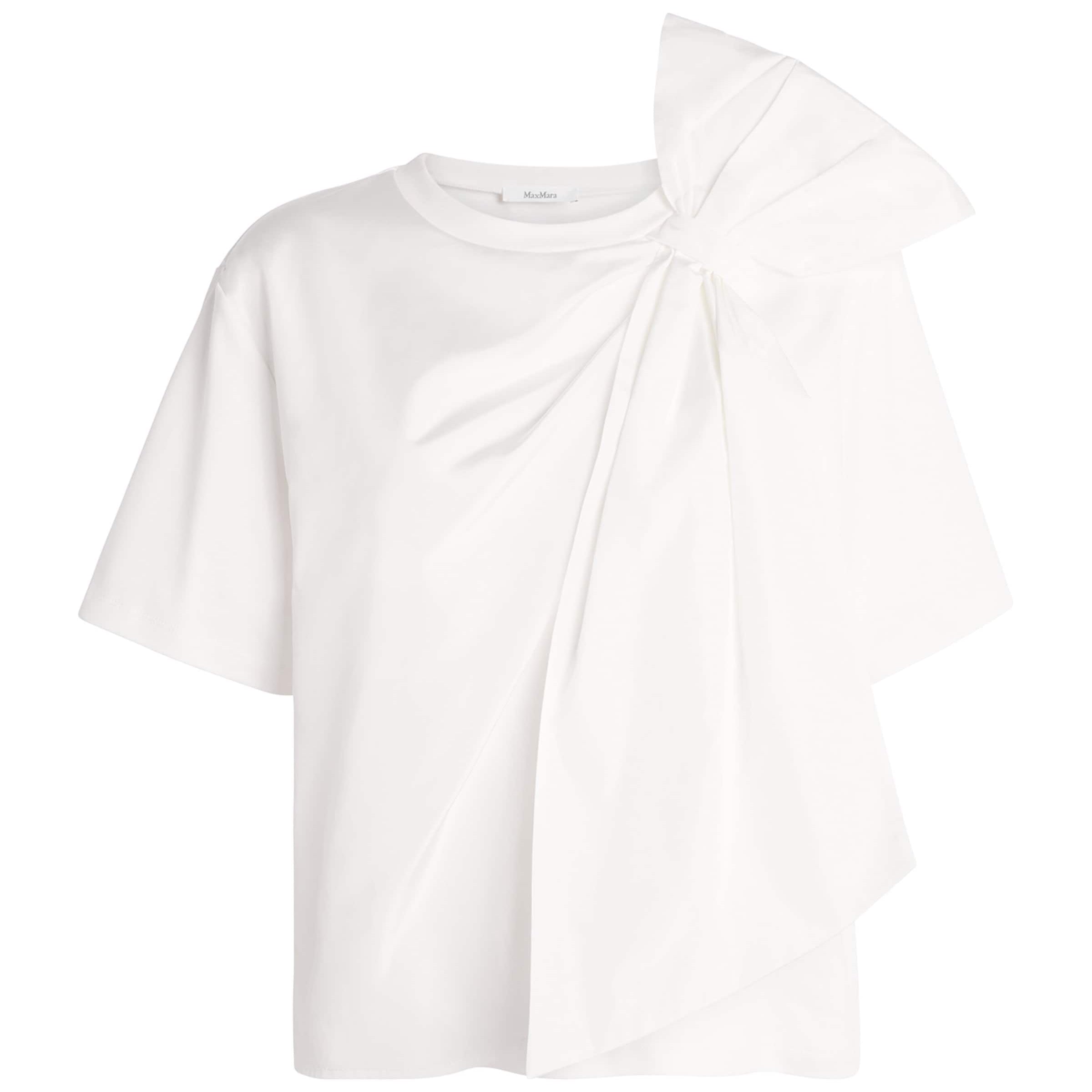 Max Mara White Cotton Bow-Detail T-Shirt