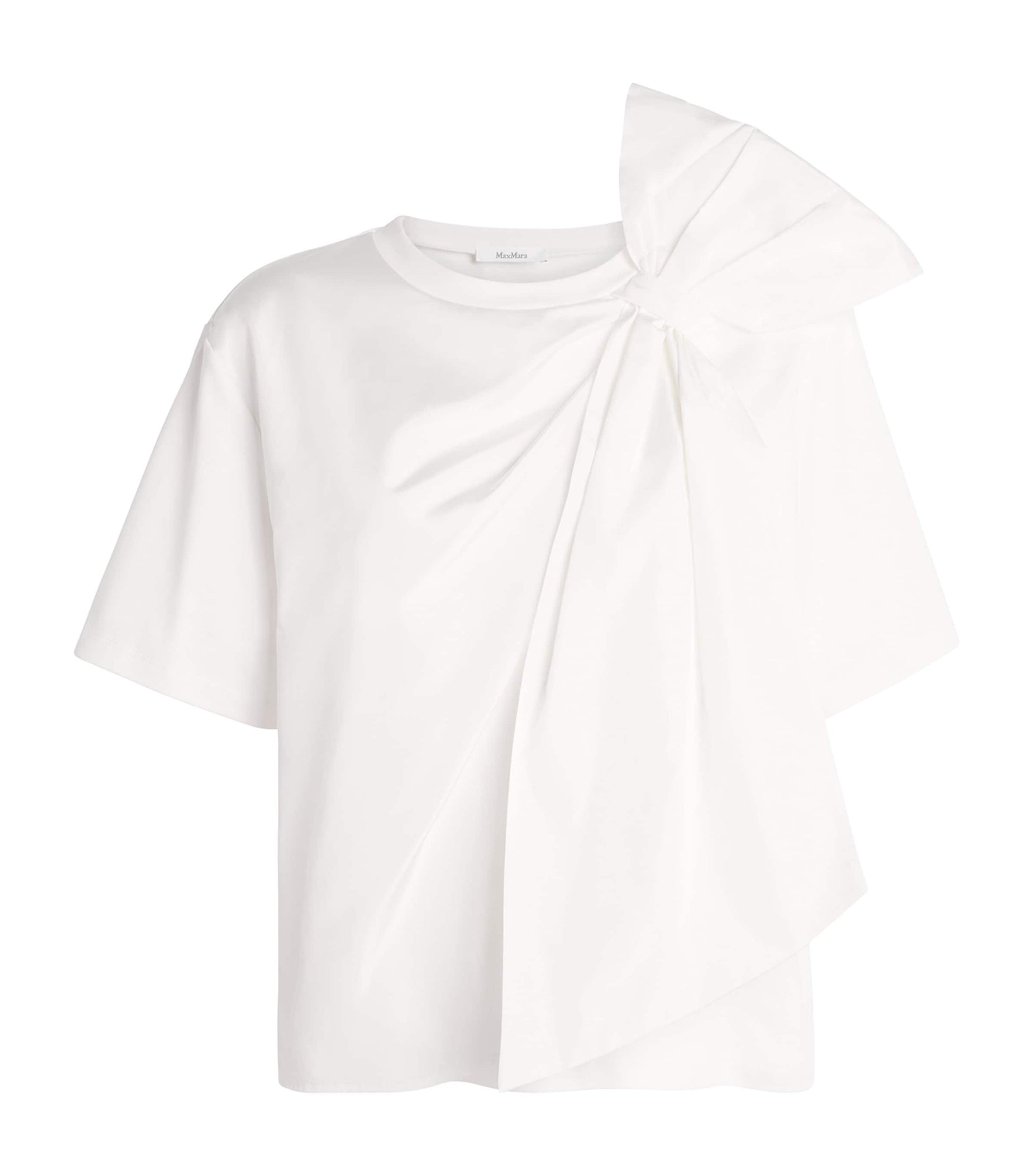 Max Mara White Cotton Bow-Detail T-Shirt