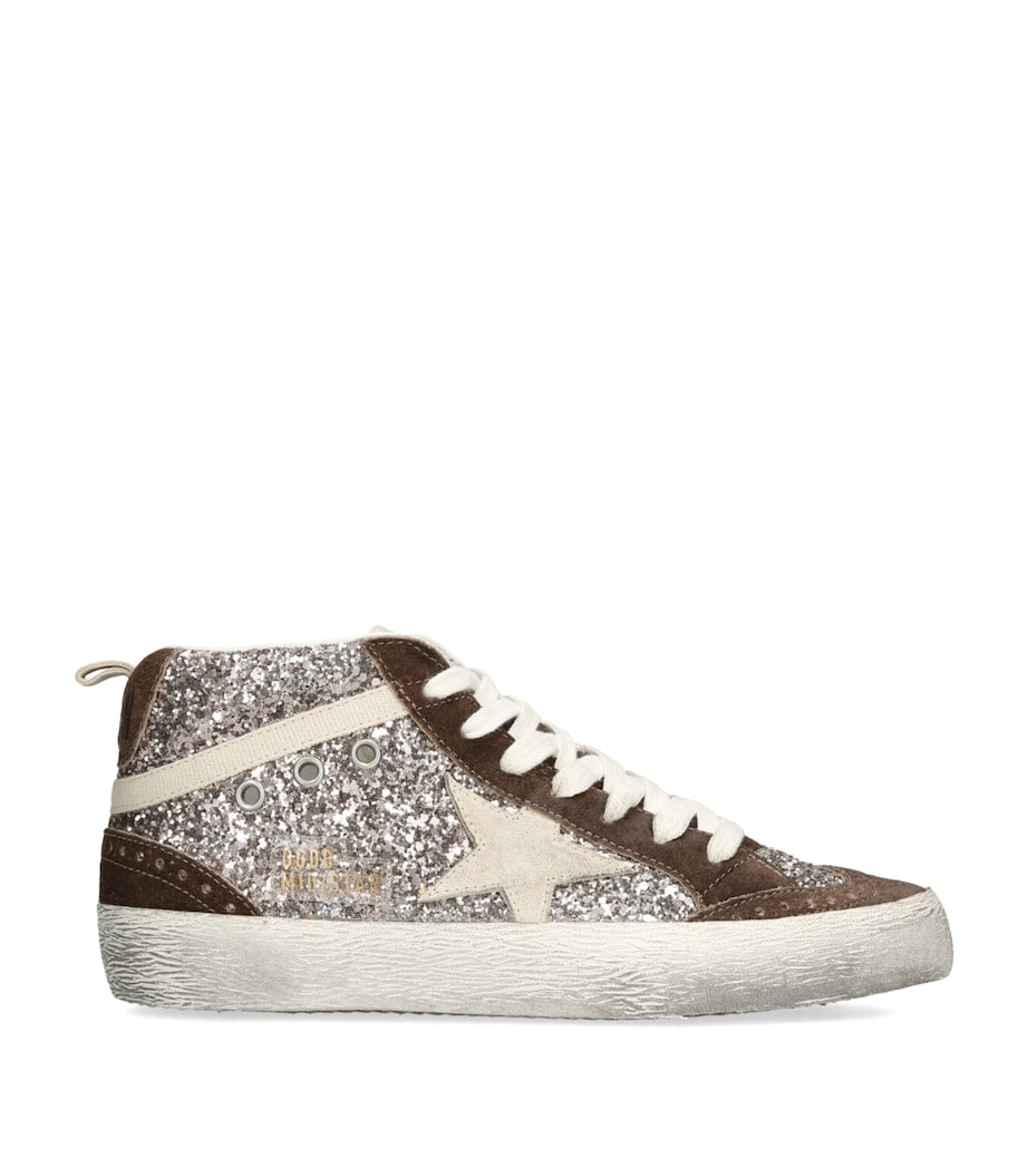 Golden Goose Brown Glitter Mid Star Sneakers