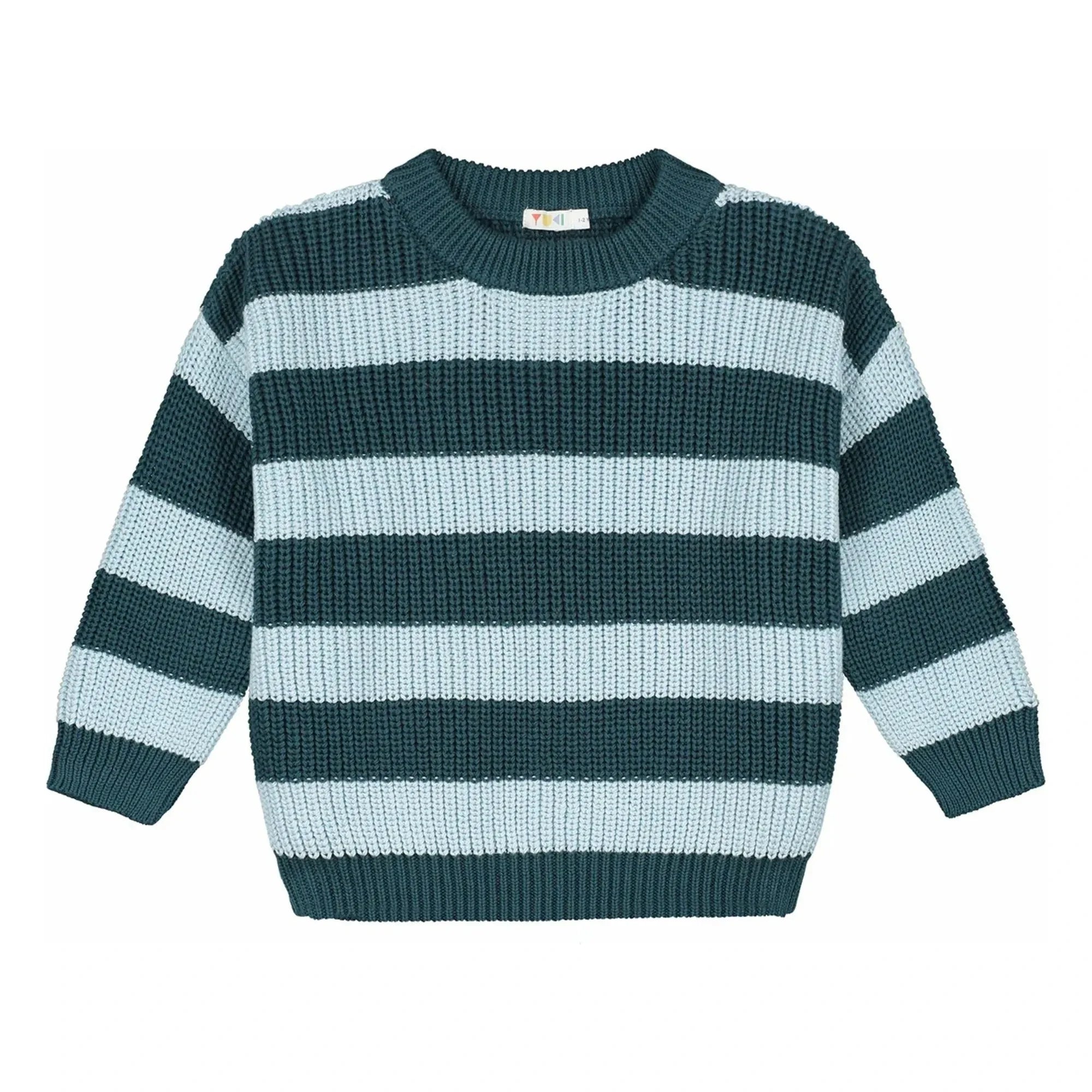 Yuki - Stripes Organic Cotton Sweater | Peacock blue