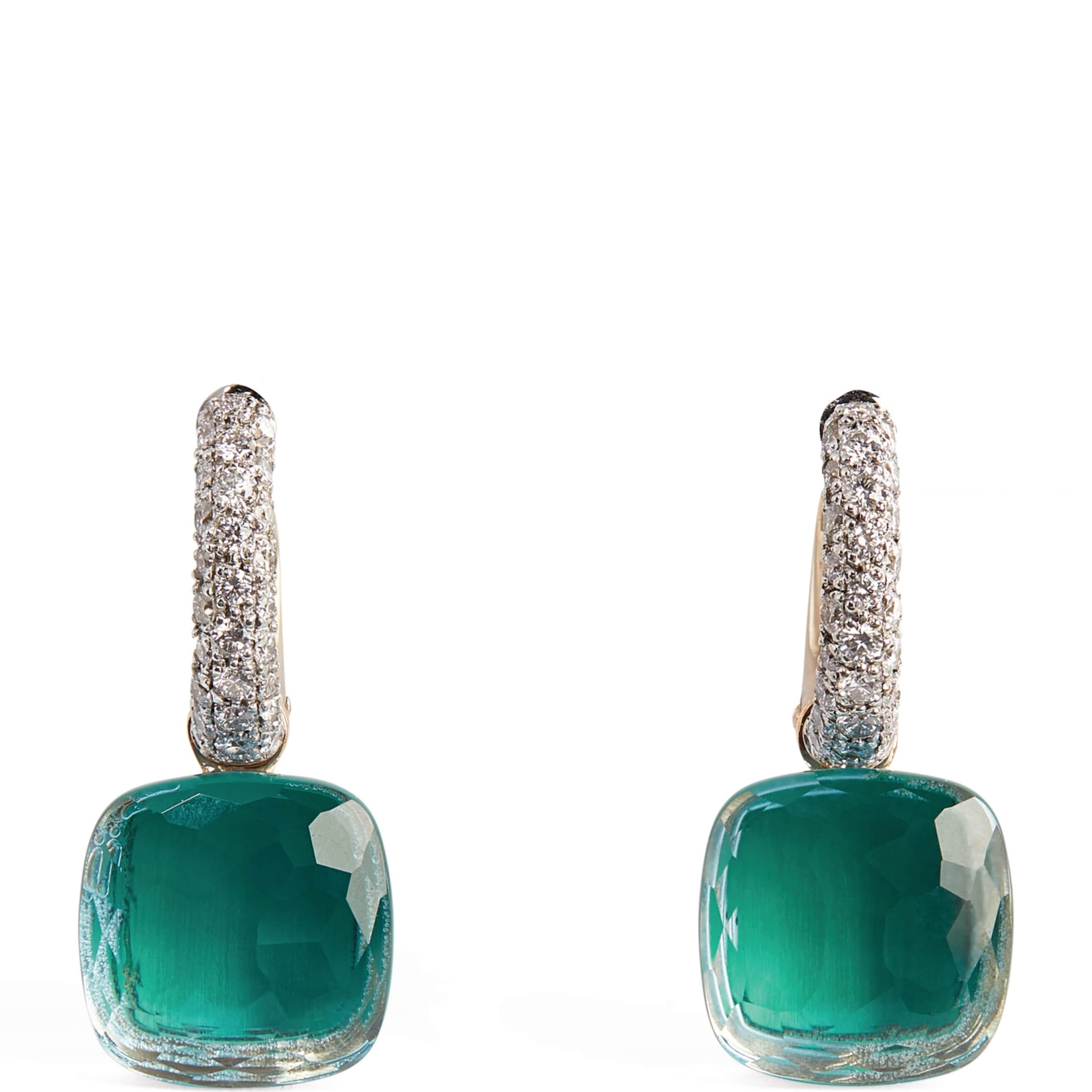 White Gold, Diamond, Blue Topaz and Agate Nudo Classic Drop Earrings