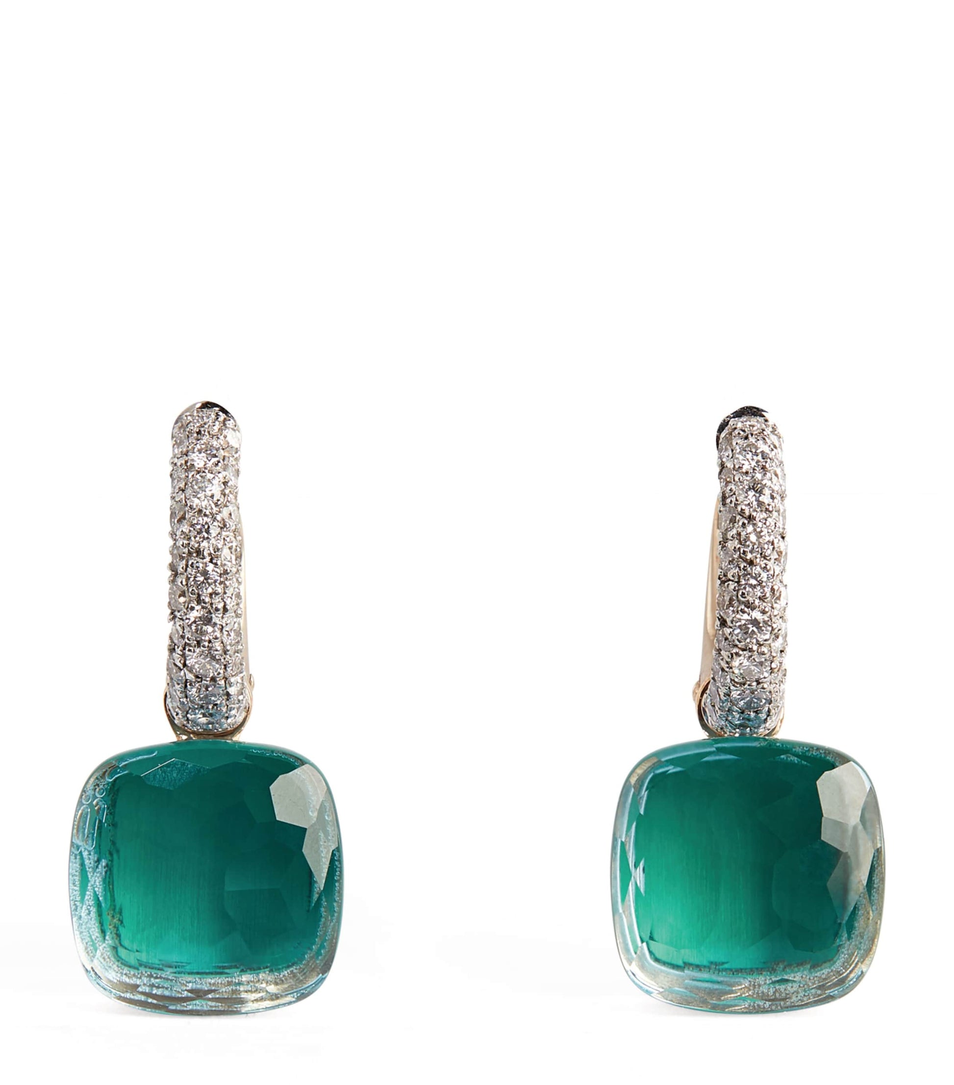 White Gold, Diamond, Blue Topaz and Agate Nudo Classic Drop Earrings