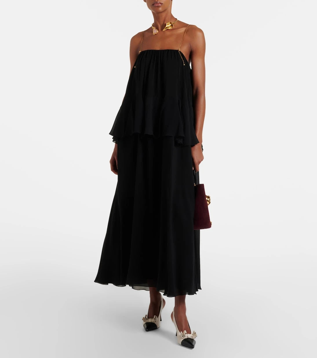 Chloé - Embellished open-back silk georgette maxi dress