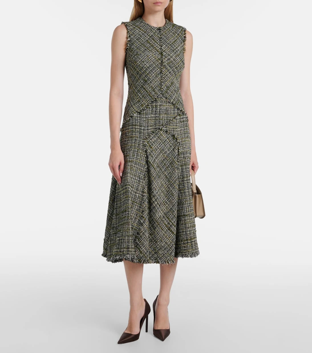 Erdem - Draped tweed midi dress