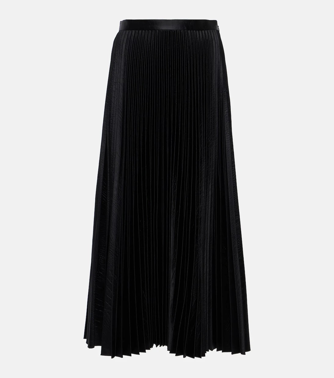 Alaïa - Pleated croc-effect satin midi skirt