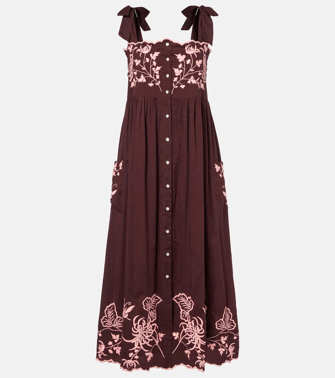 Juliet Dunn - Embroidered cotton midi dress