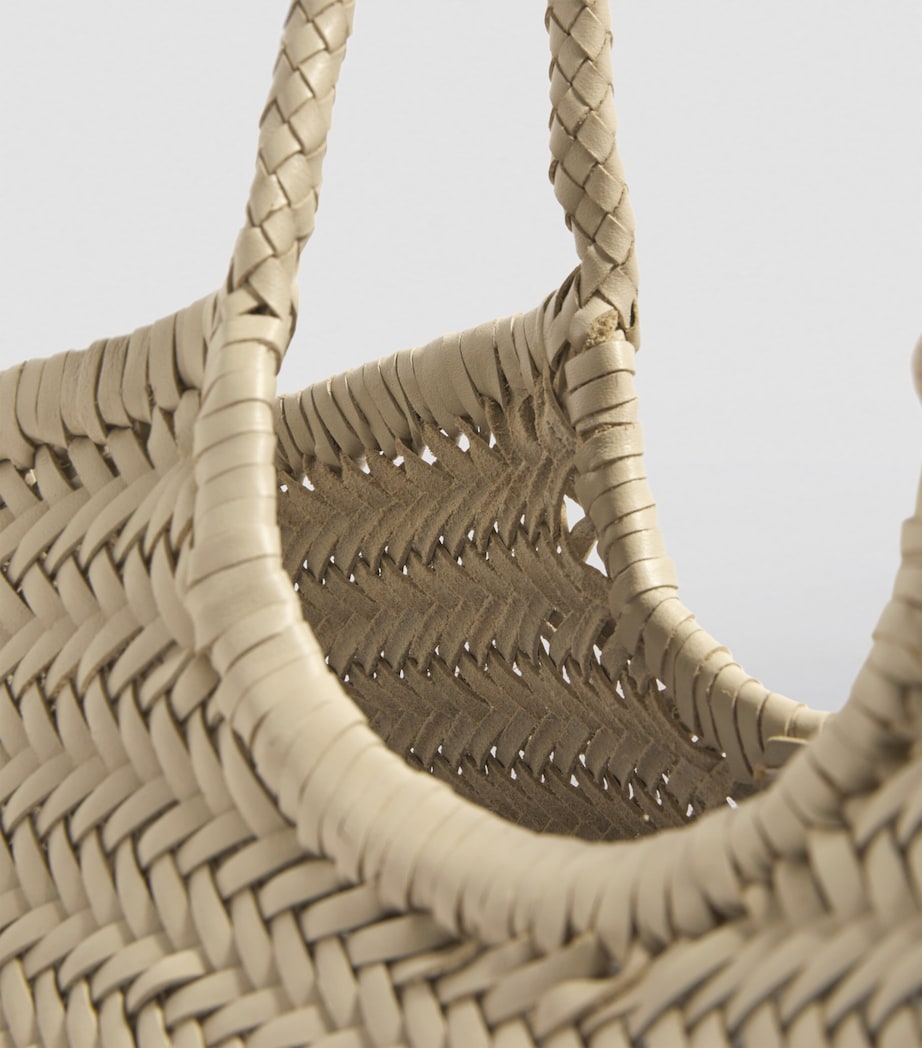 Ivory Large Leather Woven Nantucket Tote Bag