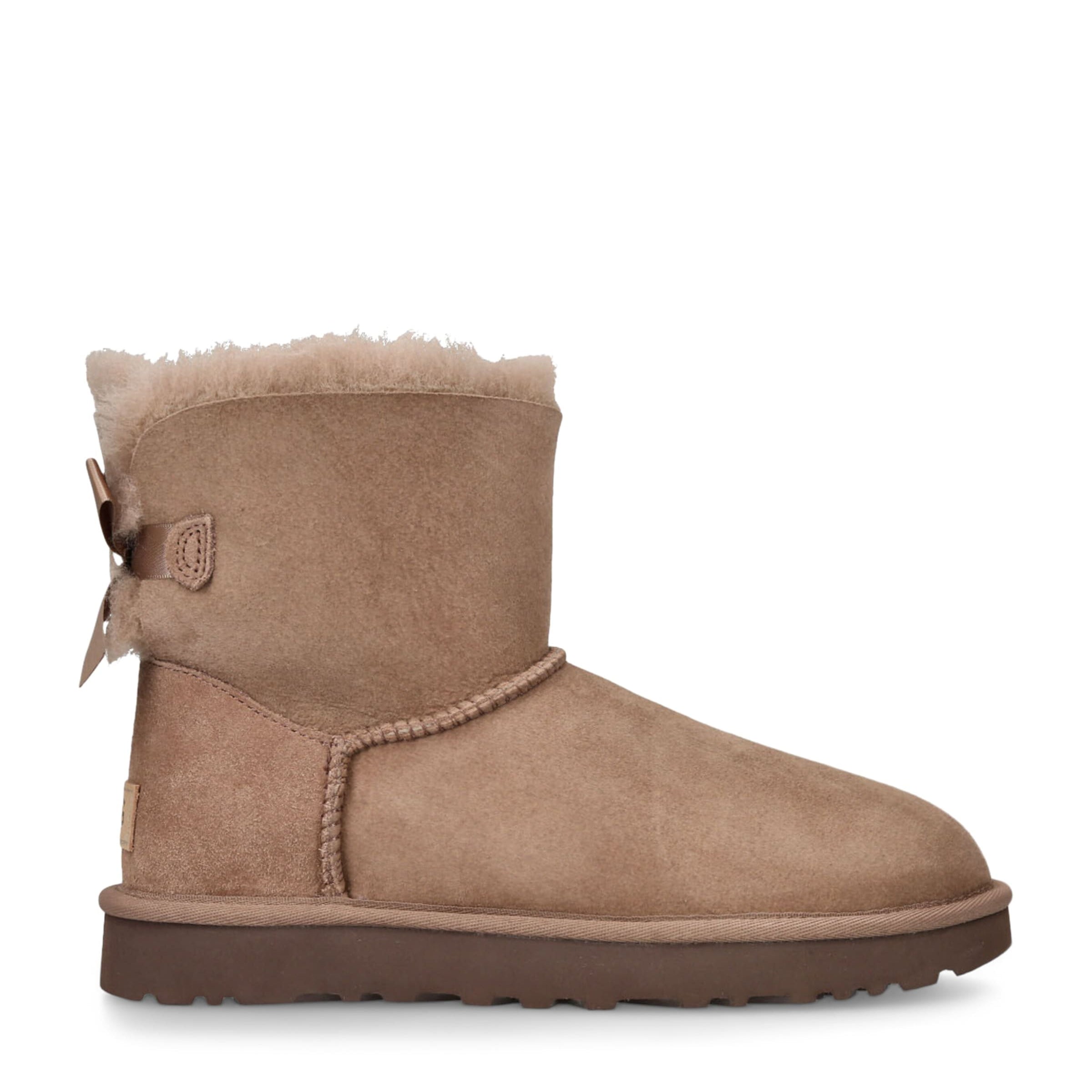 UGG Brown Suede Mini Bailey Bow II Ankle Boots