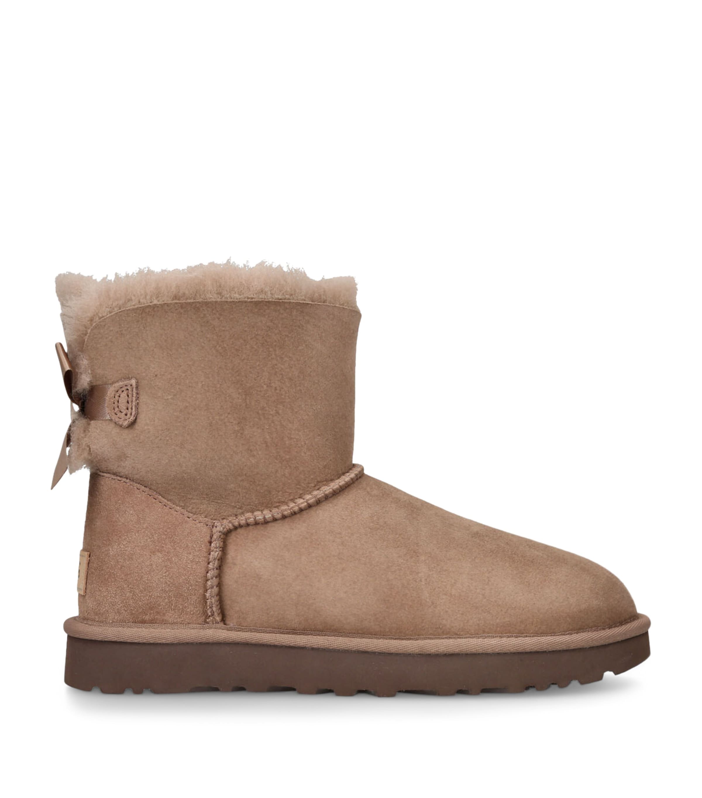 UGG Brown Suede Mini Bailey Bow II Ankle Boots