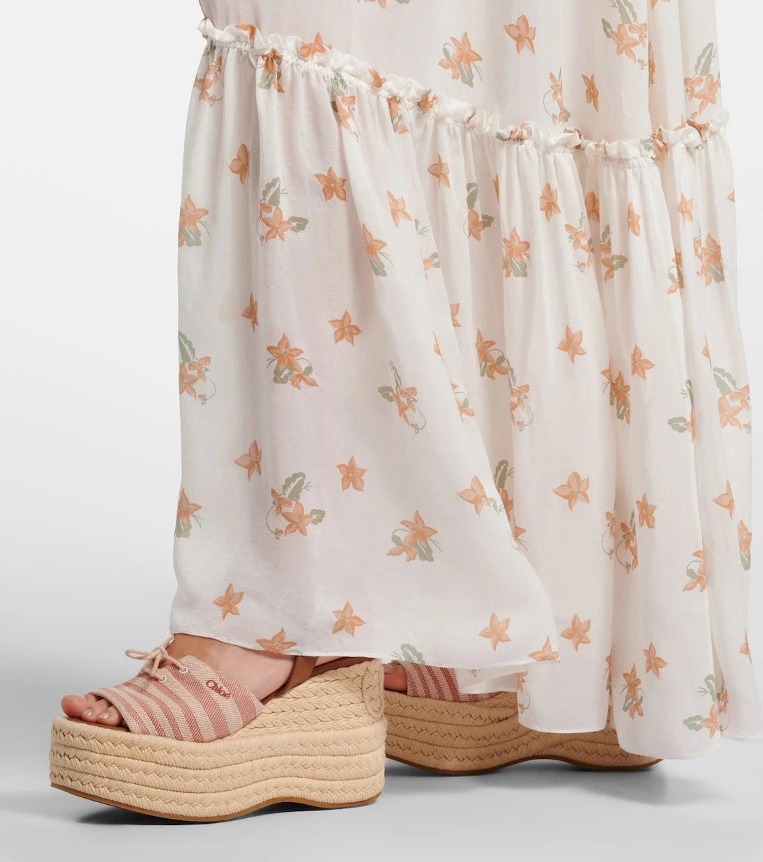 Chloé - Striped canvas espadrille wedge sandals