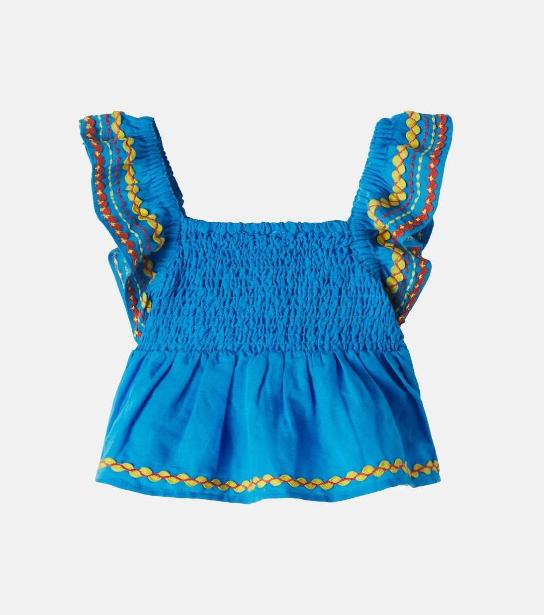 Stella McCartney Kids - بلوزة مطرزة من الكتان والقطن المزموم