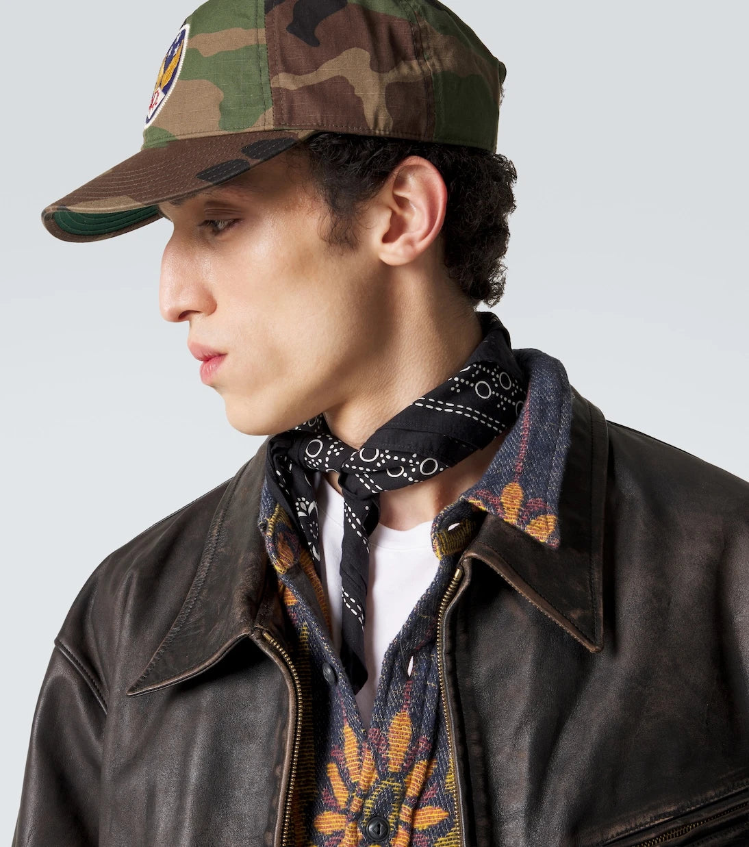 RRL - Logo camouflage cotton baseball cap