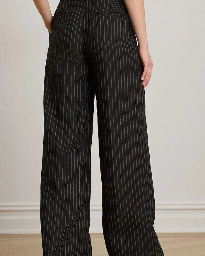 Lauren Ralph Lauren kadın geniş paça keten pantolon