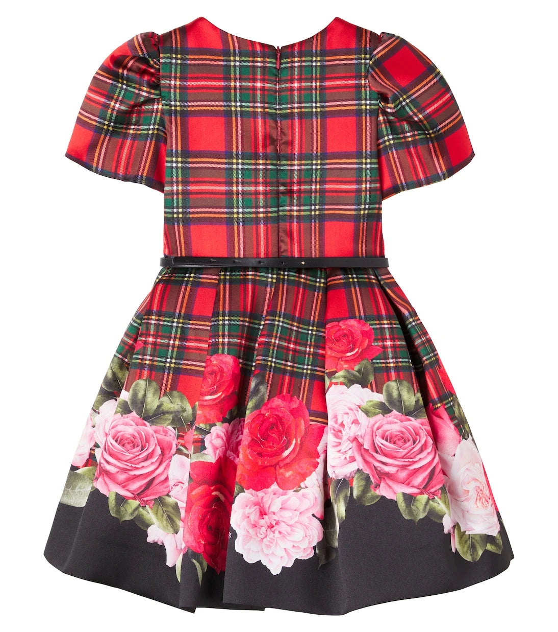 Monnalisa - Floral tartan dress
