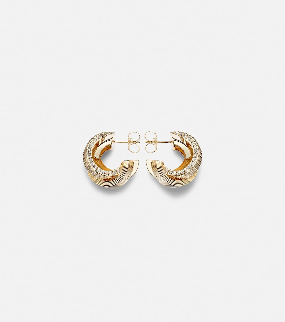 Sydney Evan - Tri-Link 14kt gold hoop earrings with diamonds