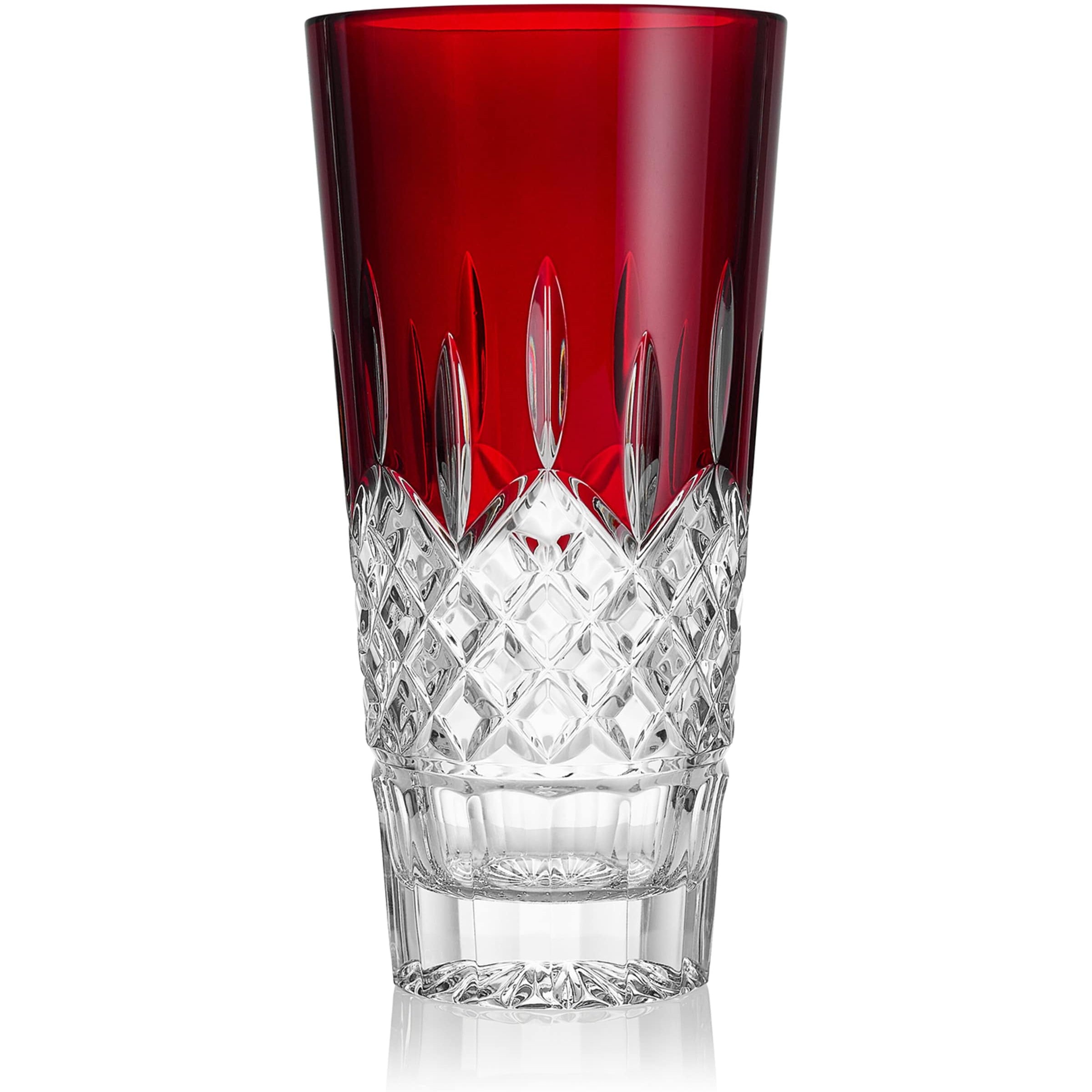 Crystal Lismore Red Vase (25cm)
