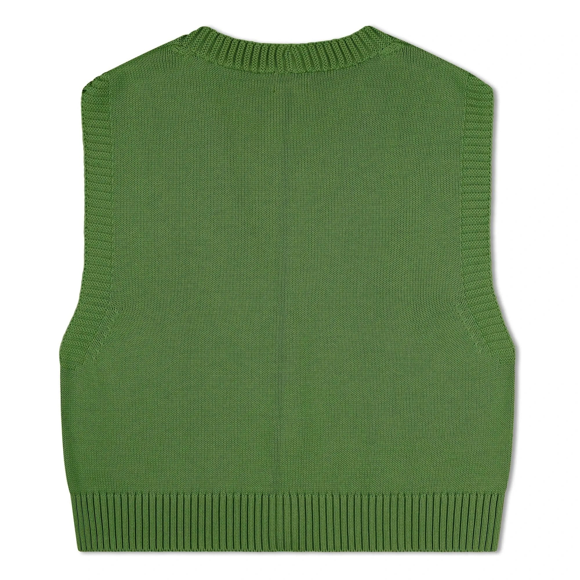 Matona - Boxy organic cotton sleeveless cardigan | Green