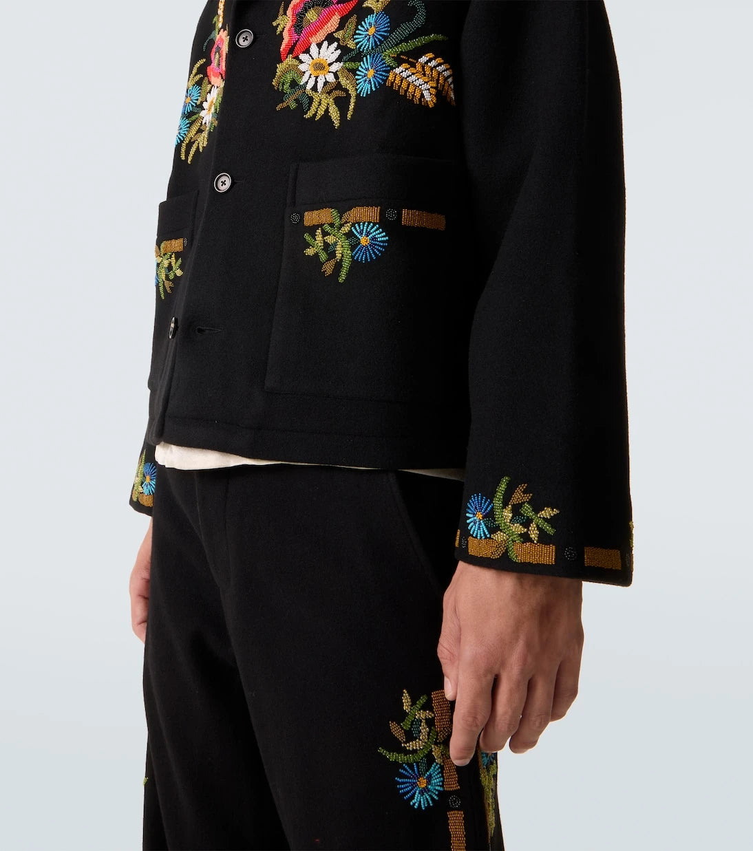 Bode - Beaded Aquitaine embellished wool jacket
