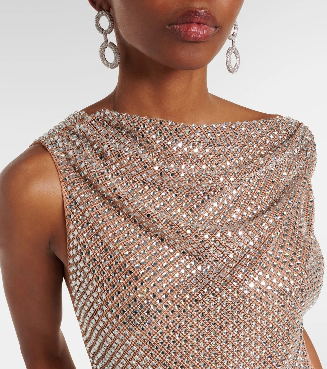 Self-Portrait - Rhinestone draped open-back maxi dress