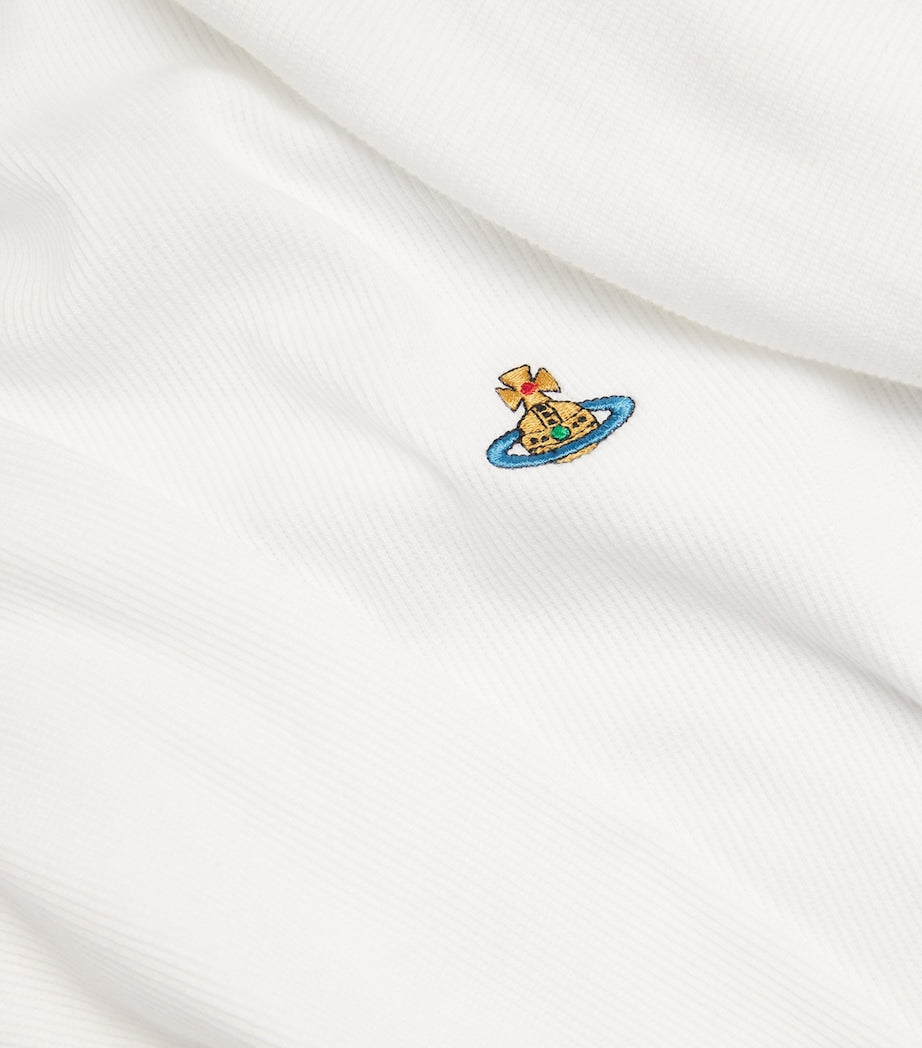 Vivienne Westwood White Stretch-Cotton Asymmetric Orb Hebo Top