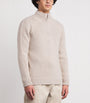 Beige Wool Quarter-Zip Sweater