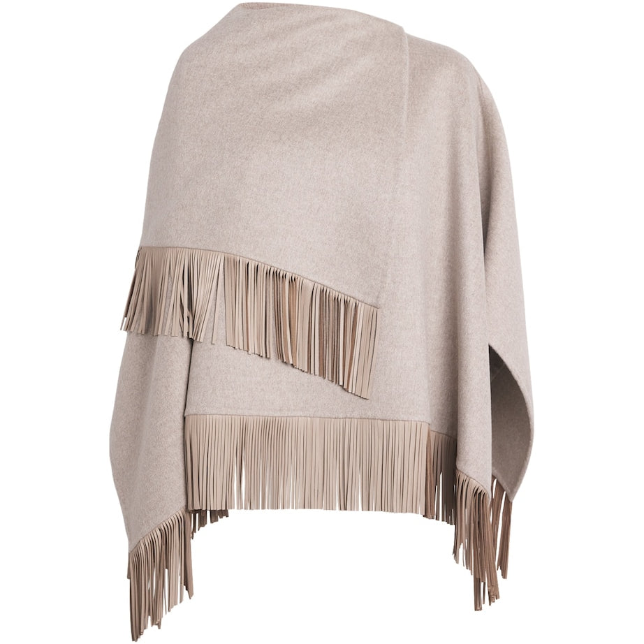 Agnona Grey Wool-Alpaca-Cashmere Poncho