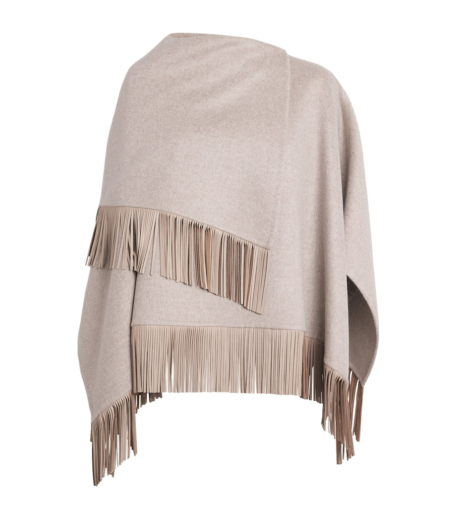 Agnona Grey Wool-Alpaca-Cashmere Poncho