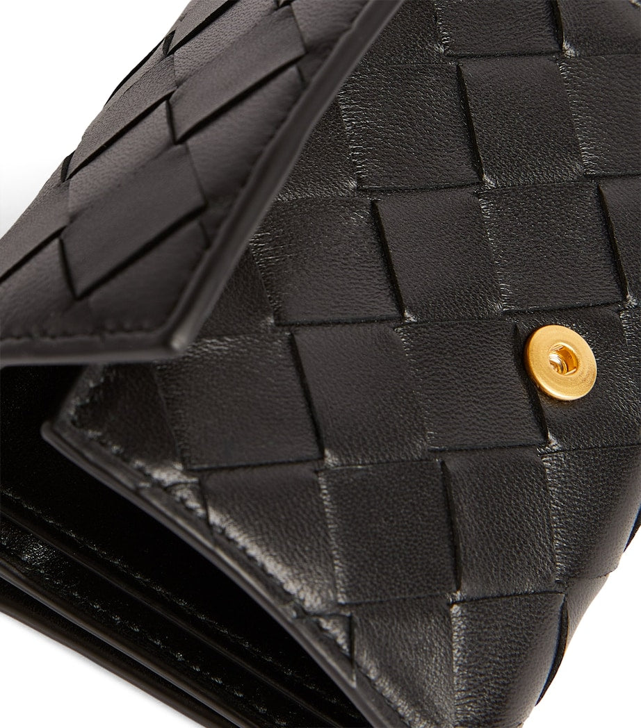 Leather Intrecciato Trifold Wallet