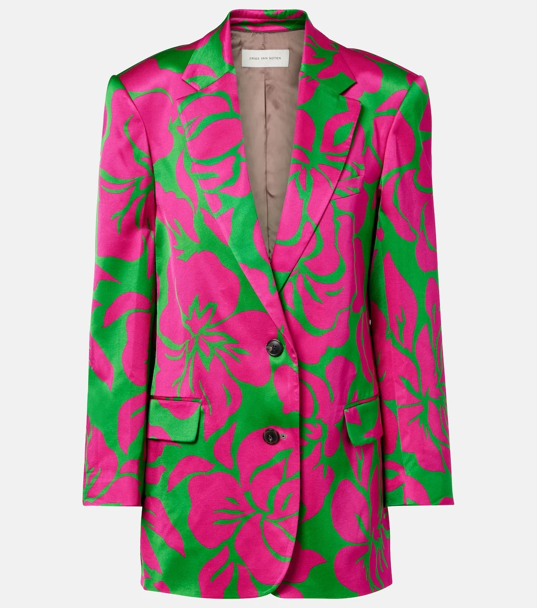Dries Van Noten - سترة بليزر من الساتان بنقشة الزهور