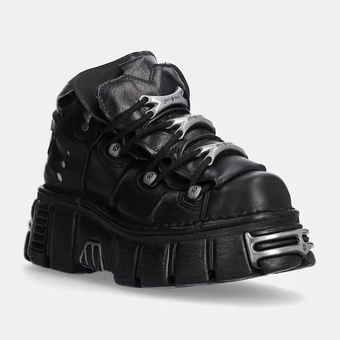 New Rock Itali Negro + Nomada Negro + Tower Negro Acero Deri Spor Ayakkabı